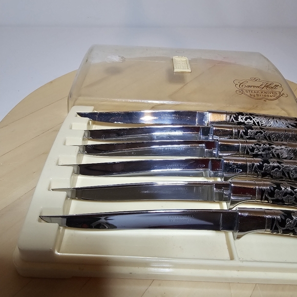 Vintage 1950s Set 6 Carvel Hall Fine Cutlery by Briddell Steak Knives In Case - Picture 3 of 11